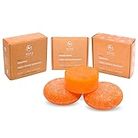 Two Citrus Shampoo Bars and One Citrus Conditioner Bar for All Hair Types - 100% Natural and Vegan, Eco Friendly, Plastic Free