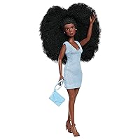 Naturalistas 11-inch Liya Fashion Doll and Accessories with 4C Textured Hair and Deep Brown Skin Tone, Kids Toys for Ages by Just Play