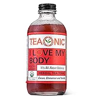 TEAONIC I Love My Body Detox Tea Tonic, Hibiscus Tea, Herbal Tea With Cacao, Cinnamon, And Vanilla, USDA-Certified, Sugar-Free Tea, Pack Of 12, 8 Fl. Oz Each