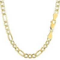 Jewelry Affairs 14K Yellow Gold Filled Solid Figaro Chain Necklace, 4.0 mm