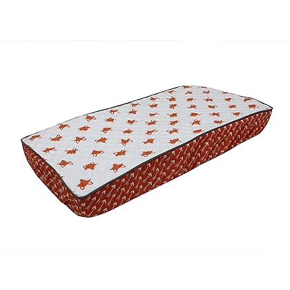 Bacati - Playful Foxes Orange Changing Pad Cover (Orange/Grey Fox with Orange Arrows in Gussett)