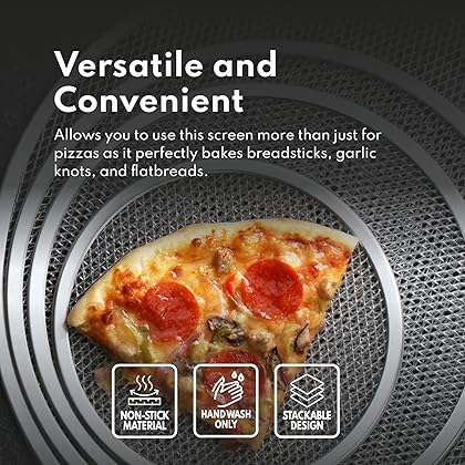 New Star Foodservice 50677 Restaurant-Grade Aluminum Pizza Baking Screen, Seamless, 12-Inch