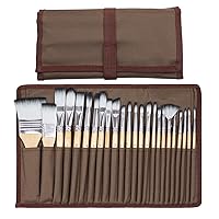 Artecho Art Paint Brushes Set 24 Different Shapes for Watercolor, Acrylic, Gouache, Rock Painting, Premium Taklon Brush, with Organizing Case for Artists, Students, Adults & Kids