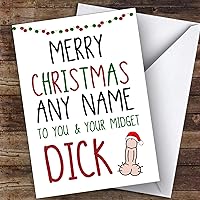 Offensive Midget Small Penis Funny Joke Personalized Christmas Holiday Card |Custom Greetings Card Personalized Holiday Cards, Birthday Cards, Christmas Cards, Lots of Designs| Standard Or Jumbo Large Personalized Card