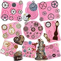 Steampunk Style Gear Cog, Watch Wheel and Clock Silicone Molds Set 9-Pack