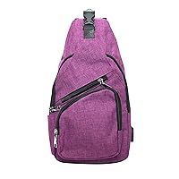 Anti-Theft Daypack Crossbody Sling Backpack, USB Charging Connector Port, Lightweight Day Pack for Travel, Hiking, Everyday, Large, Pink