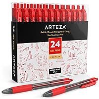 ARTEZA Red Gel Pens, Pack of 24, 0.7mm Medium Point, Quick Drying Ink for Smooth Writing, College School Supplies, Office Tasks, and Note Taking