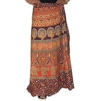 Marusthali Wrap Around Long Skirt Women 100% Cotton Jaipuri Printed Maroon