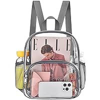 Clear Backpack for Stadium Events Clear Backpack 12x12x6 with Front Pocket for Concert Sport Events Work Travel (Grey)