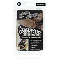 Tattoo Cover Up Concealer Sleeve, 2-PACK,Upper Arm or Calf coverage (IKE Tan), UPF 50 Protection, Slip Free, for Men & Women (Unisex), TAN, SMALL