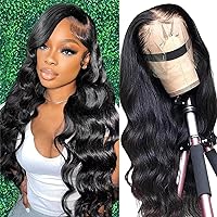 A8 20 inch Lace Front Wig Human Hair Body Wave HD Lace Frontal 13x4 180 Density Glueless Wigs Human Hair Pre Plucked with Baby Hair for Women Natural Black