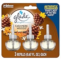 PlugIns Refills Air Freshener, Scented and Essential Oils for Home and Bathroom, Cashmere Woods, 2.01 Fl Oz, 3 Count