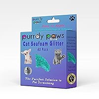Purrdy Paws 6 Month Supply Soft Nail Caps for Cats Seafoam Glitter Kitten - Extra Adhesives