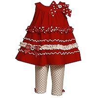 Bonnie Baby-Girls Infant Knit Top To Dotted Legging, Red, 12M - 24M