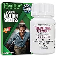 SDA Labs Meclizine HCL 25 mg Chewable Raspberry 100 Tablets and Vital Volumes Motion Sickness Tips Card | Bundle