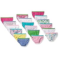 Hanes Girls 100% Cotton Tagless Bikini Panties, 18 Pack