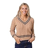 Hope & Henry Women's Long Sleeve Fine Gauge V-Neck Sweater
