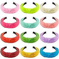 SIQUK 12 Pieces Knotted Headbands for Women Hair Turband Knot Headband Fashion Top Knot Headbands Colorful Knotted Fabric Headband, 12 Colors