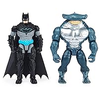Batman 4-inch Bat-Tech Batman and King Shark Action Figures with 6 Mystery Accessories, for Kids Aged 3 and up