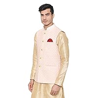 WINTAGE Men's Banarsi Rayon Cotton Bandhgala Festive Nehru Modi Jacket Waistcoat : Multiple Colors