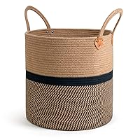 CHICVITA Extra Large Jute Basket Woven Storage Basket with Handles – Laundry Basket Toy Towels Blanket Basket Home Decor Gift, 16