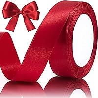 50 Yards 1inch Burgundy Ribbon for Gift Wrapping Handmade Satin Red Ribbon for Hair Wine Mothers Day Wedding Party Bouquet Hair Bows Decor