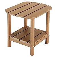 LZRS Double Adirondack Side Table, Outdoor Side Tables, End Tables for Patio, Backyard,Pool, Indoor Companion, Easy Maintenance & Weather Resistant(Teak)