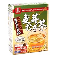 Hakubaku Japanese Barley tea (Mugicha), 16 bags with sprouted barley (Bakuga), No Caffeine, No calories. Great Japanese tea for summer.