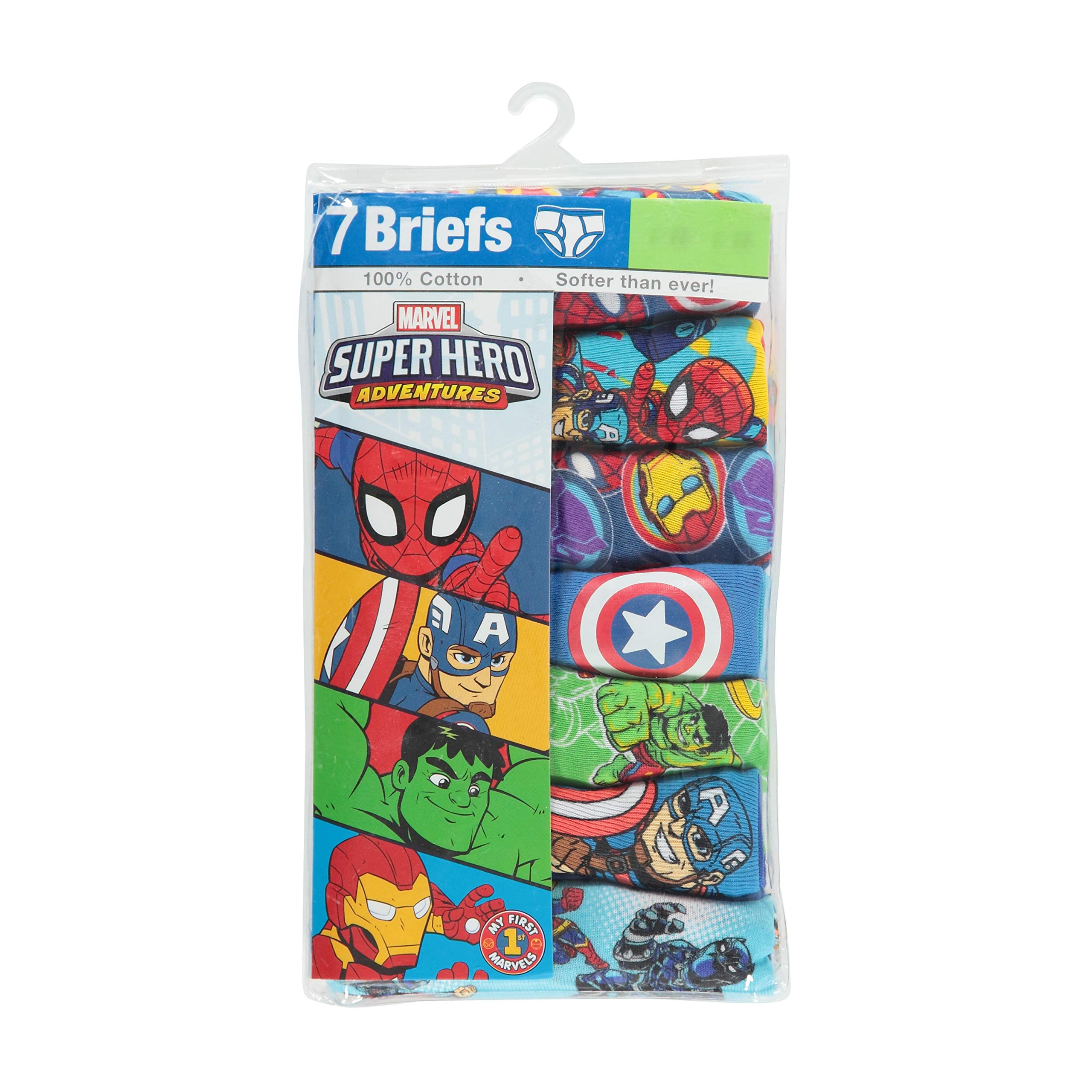 Marvel Spiderman and Super Hero Friends 100% Combed Cotton 5PK Boxer Briefs and 7PK or 10PK Briefs in Toddler sizes