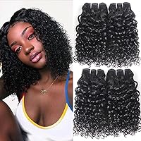Liang Dian 10 Inch Short Kinky Curly Human Hair Bundles Natural Black Color 4 Bundles 12A Weave Brazilian Virgin Curly Hair 100% Unprocessed Hair Weft Extensions (10