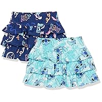 Amazon Essentials Disney | Marvel | Star Wars | Frozen | Princess Toddler Girls' Knit Ruffle Scooter Skirts (Previously Spotted Zebra), Pack of 2, Navy Stitch/Sky Blue Tie Dye, 4T