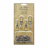 Tim Holtz Idea-ology Metal Swivel Clasps, 12 Clasps per Pack, 2-3/4 and 3-3/4 Inches, Antique Finishes, TH92677