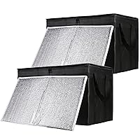 2-Pack Insulated Food Delivery Bag with Hard Bottom, XXX-Large Commercial Food Warmer, Insulated Reusable Grocery Cooler/Hot Bags, Tote Bag for Shopping/Travel/Doordash, Black