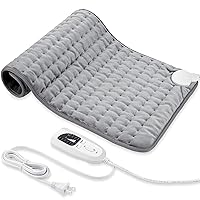 Heating Electric Pad for Back, Shoulders, Abdomen, Legs, Arms, Electric Fast Heat Pad with Heat Settings, Auto Shut Off, Silver Gray (33'' × 17'')