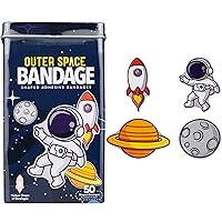 BioSwiss Bandages, Outer Space Shaped Self Adhesive Bandage, Latex Free Sterile Wound Care, Fun First Aid Kit Supplies for Kids and Adults, 50 Count