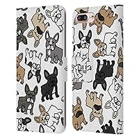 Head Case Designs French Bulldog Dog Breed Patterns Leather Book Wallet Case Cover and Matching Wallpaper Compatible with Apple iPhone 7 Plus/iPhone 8 Plus