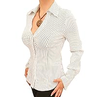 Women's Pin Stripe Super Stretchy Fitted Shirt