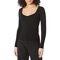 The Drop Women's Victoria Cropped Ribbed Sweetheart Neckline Sweater