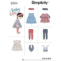 Simplicity US8304A Baby Gear Toddler's Leggings, Dress, Bibs, and Headband Sewing Patterns, Sizes XXS-L