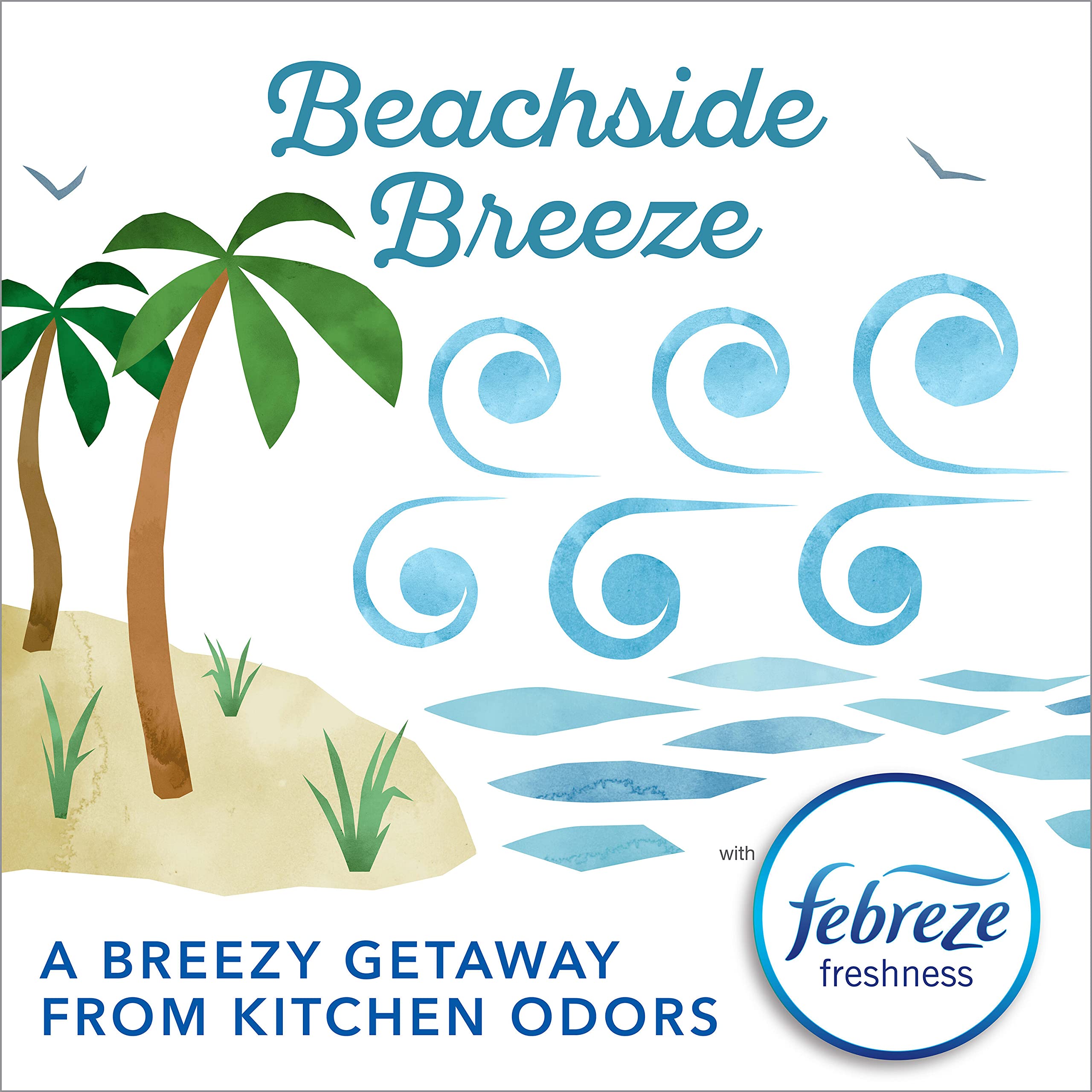 Glad ForceFlex MaxStrength Tall Kitchen Drawstring Trash Bags, 13 Gallon, Beachside Breeze with Febreze Freshness, 34 Count