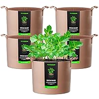 VIVOSUN 5-Pack 30 Gallons Grow Bags Heavy Duty Thickened Nonwoven Fabric Pots with Strap Handles Tan