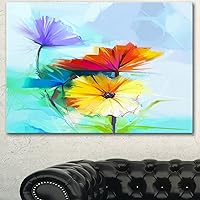 Amazing Watercolor of Spring Daisies Wall Art Canvas, 40x30, Blue