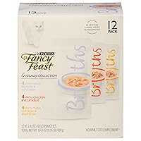 Purina Fancy Feast Lickable Broth Topper Complement Creamy Wet Cat Food Variety Pack - (Pack of 12) 1.4 oz. Pouches