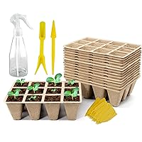 SYITCUN 240 Cells Seed Starter Tray, 20 Pack Seed Starter Kit for Planting Seeds, Biodegradable Peat Pots, Value Germination Kit with 200 Plant Labels, 2 Transplanting Tools, 1 Spray Bottle