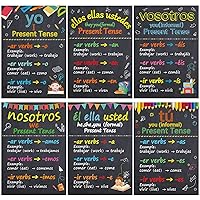 gisgfim 6 Pieces Spanish Verb Conjugation Posters Spanish Grammar Posters Spanish Charts for Elementary Middle and High School Spanish Classroom Decorations