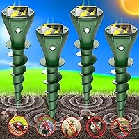 Mole Repellent for Lawns, Mole Killer Solar Powered, Snake Away Repellent for Outdoors,Ultrasonic Gopher Vole Repellent Killer Screw Keep Skunk Chipmunk Armadillo Groundhogs Out Your Yard, 4 Pack