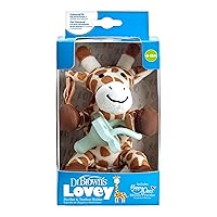 Dr. Brown's Baby Lovey Pacifier and Teether Holder, Giraffe with Green HappyPaci, 100% Silicone, 0-6m