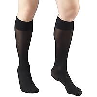 GoodSense Omeprazole Delayed Release Tablets 20 mg 42 Count and Truform Sheer Compression Stockings Women's Knee High 8-15 mmHg Black Medium