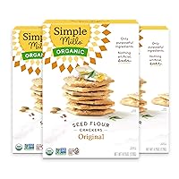 Simple Mills Organic Seed Crackers, Original - Gluten Free, Vegan, Healthy Snacks, Paleo Friendly, 4.25 Ounce (Pack of 3)