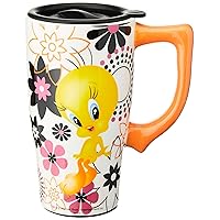 Spoontiques - Ceramic Travel Mugs - Tweety Cup - Hot or Cold Beverages - Gift for Coffee Lovers